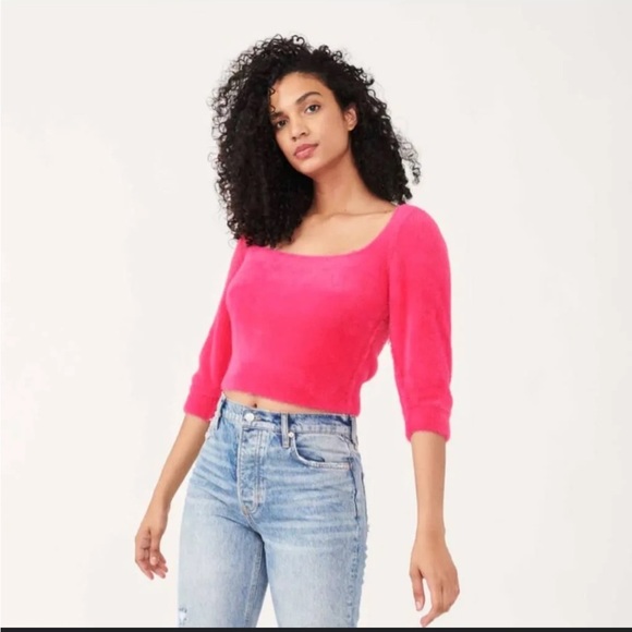 Free People Moonbeam Pullover Sweater in Raspberry Pop - Picture 6 of 8